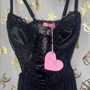 Sugar Thrillz Black Satin Lace Chemise